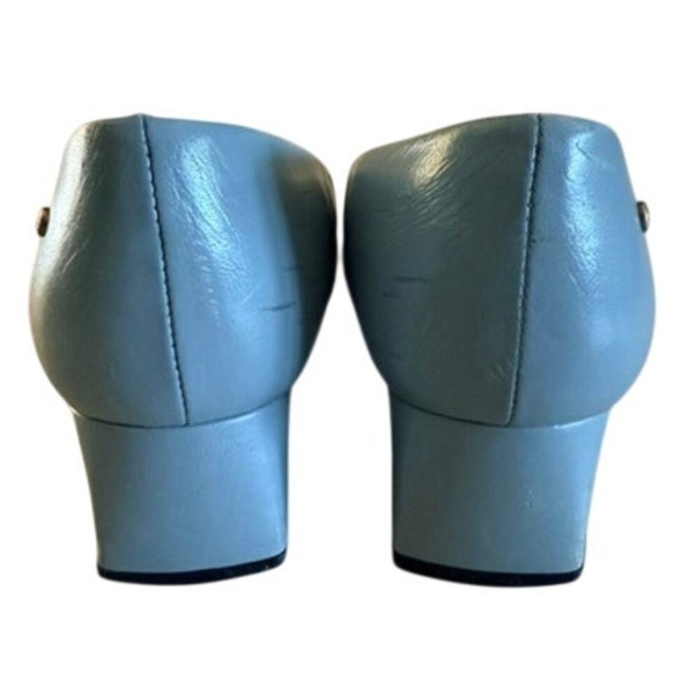 Etienne Aigner Montecarlo Leather Pumps Blue Block Heel Shoes Women's 7.5M Spain - Picture 6 of 10